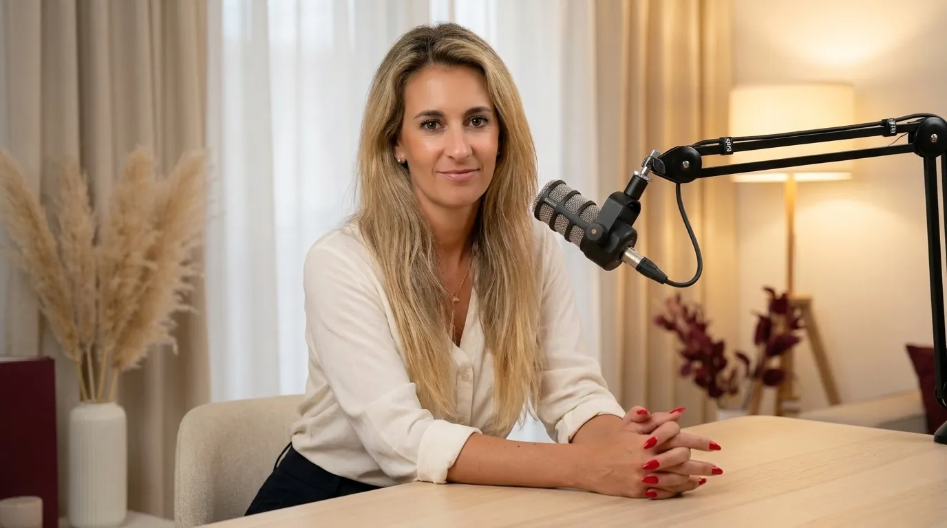 Susanne Wachter im Gespräch am Tisch
